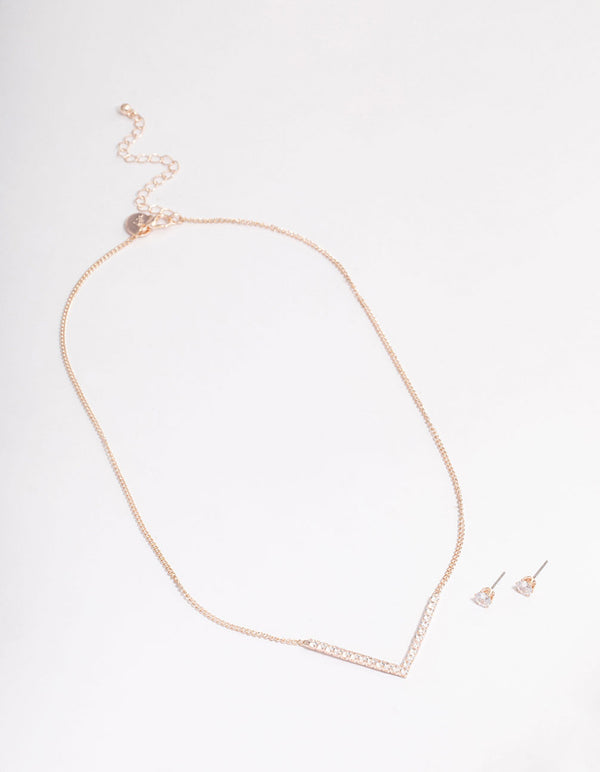 Rose Gold Cubic Zirconia Jewellery Set