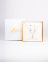 Silver Plated Diamante Cross Jewellery Set - link has visual effect only