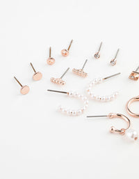 Rose Gold Pearl Mixed Stud & Hoop Earring 12-Pack - link has visual effect only