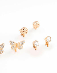 Gold Diamante Butterfly Diamante Clip On Earring 8-Pack - link has visual effect only