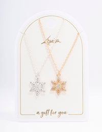 Mixed Metal Diamante Snowflake Necklace Pack - link has visual effect only