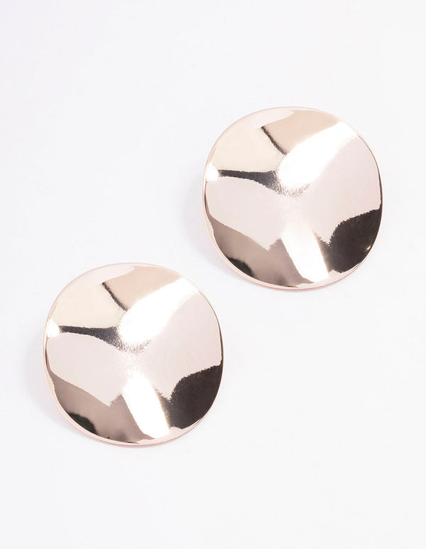 Rose Gold Morphed Disc Stud Earrings