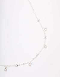 Silver Diamante Droplet Station Necklace - link has visual effect only