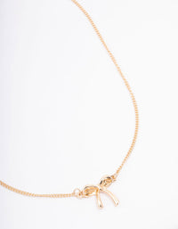 Gold Plain Bow Necklace - link has visual effect only