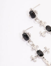 Rhodium Ornate Cross Drop Earrings - link has visual effect only