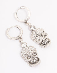 Silver  Mini Skull Drop Earrings - link has visual effect only