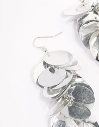 Rhodium Round Sequined Drop Earrings - link has visual effect only