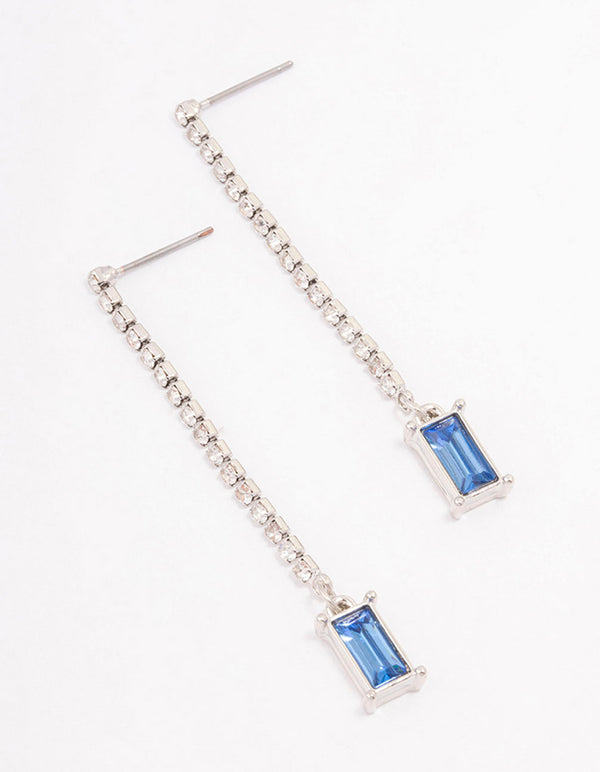 Rhodium Cup Chain Radiant Drop Earrings