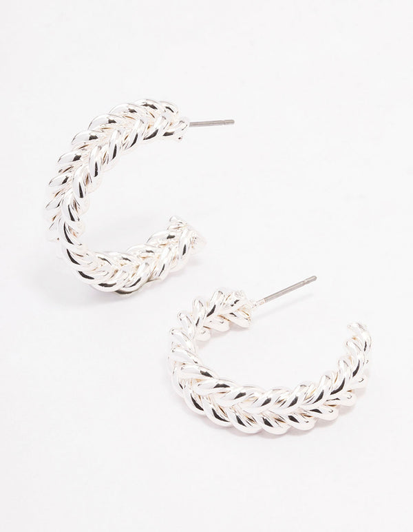 Silver Braided Hoop Earrings