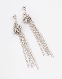 Rhodium Diamante Knotted Cupchain Drop Earrings - link has visual effect only