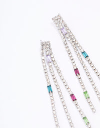 Rhodium Mixed Diamante Cupchain Drop Earrings - link has visual effect only