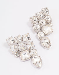 Rhodium Triple Row Chunky Stud Earrings - link has visual effect only