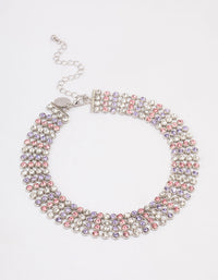 Silver Circle Diamante Layered Choker - link has visual effect only