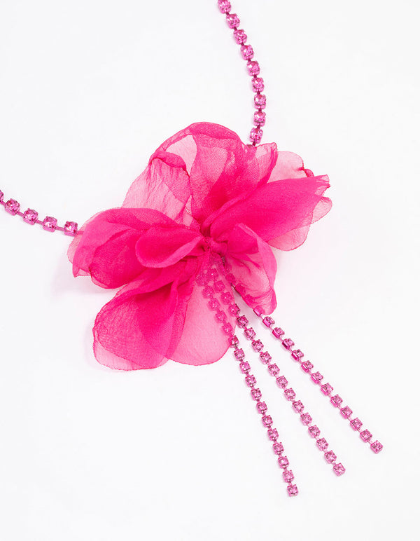 Fuchsia Cup Chain Long Flower Necklace