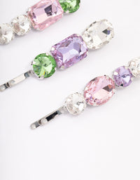 Rhodium Mixed Shape Stone Hair Clips Pack - link has visual effect only