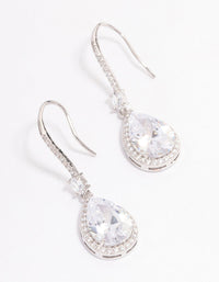 Rhodium Cubic Zirconia Pear Diamante Hook Drop Earrings - link has visual effect only