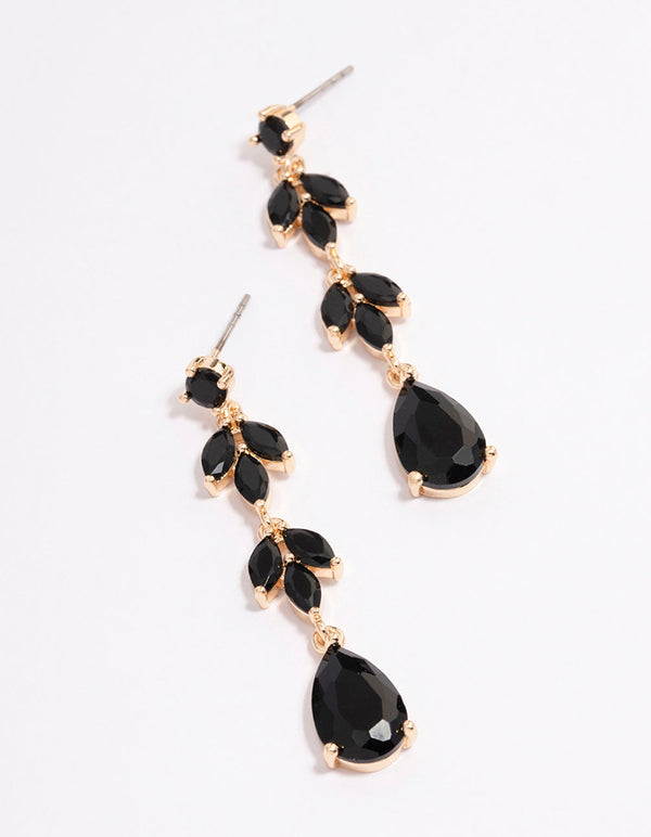 Gold Double Vine Teardrop Earrings