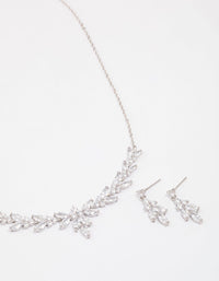 Silver Leafy Cubic Zirconia Vine Jewellery Set - link has visual effect only