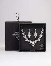 Silver Leafy Cubic Zirconia Vine Jewellery Set - link has visual effect only