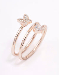 Rose Gold Plated Heart Butterfly Wrapped Ring - link has visual effect only