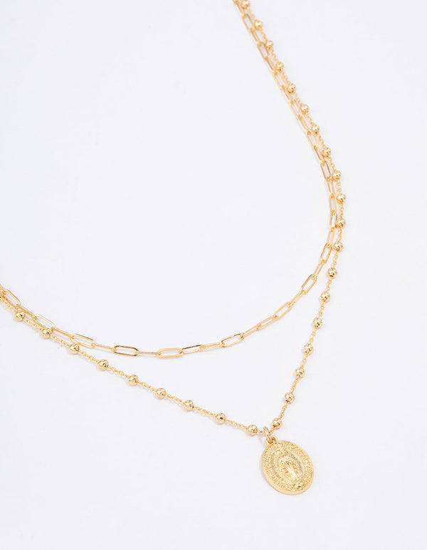 Gold Plated Layered Coin Necklace