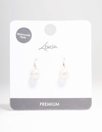 Silver Plated Freshwater Pearl Small Hook Drop Earrings - link has visual effect only