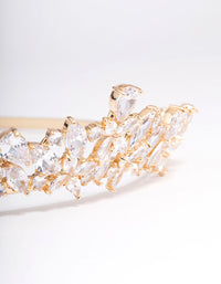 Gold Cubic Zirconia Mixed Marquise Floral Hair Crown - link has visual effect only