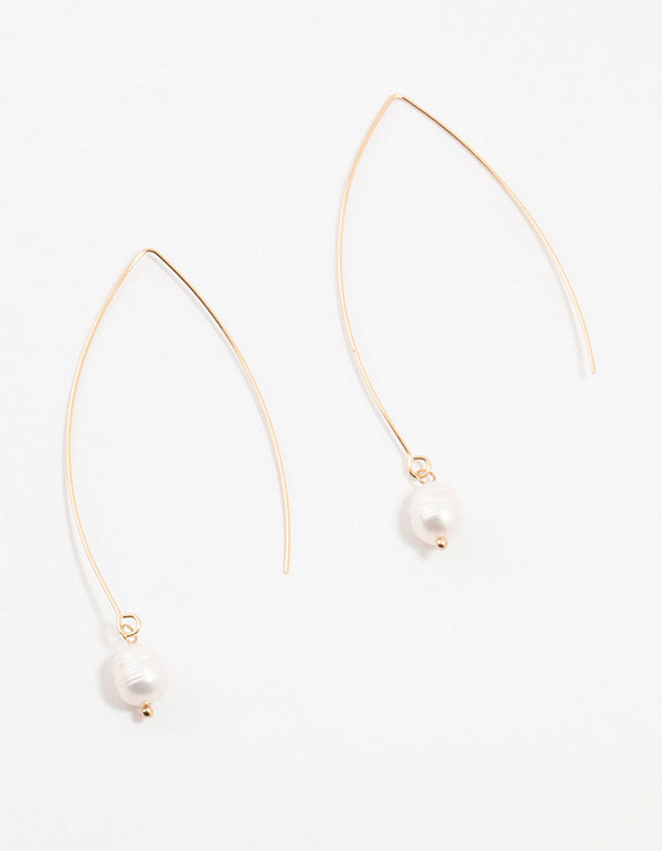 Gold Fine Pearl Drop Earrings