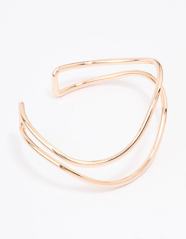 Gold Double Row Organic Wave Bangle