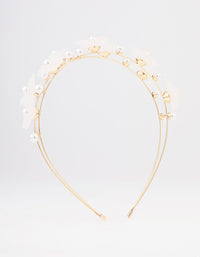 Gold Pearl Flower Double Headband - link has visual effect only