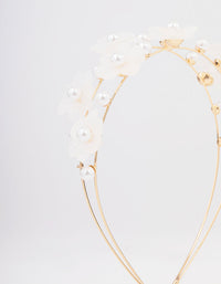 Gold Pearl Flower Double Headband - link has visual effect only