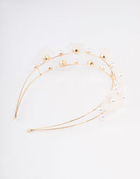 Gold Pearl Flower Double Headband - link has visual effect only