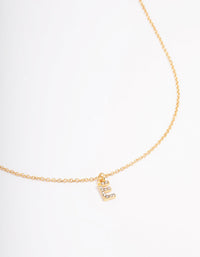 Letter E Gold Plated Initial Pendant Necklace - link has visual effect only