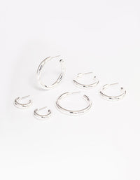 Silver Plated Chubby Hoop Earring 3-Pack - link has visual effect only