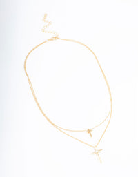 Gold Plated Layered Cross Necklace - link has visual effect only