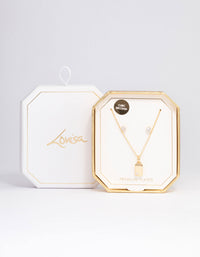 Gold Plated Fine Pendant Necklace & Earrings Set - link has visual effect only