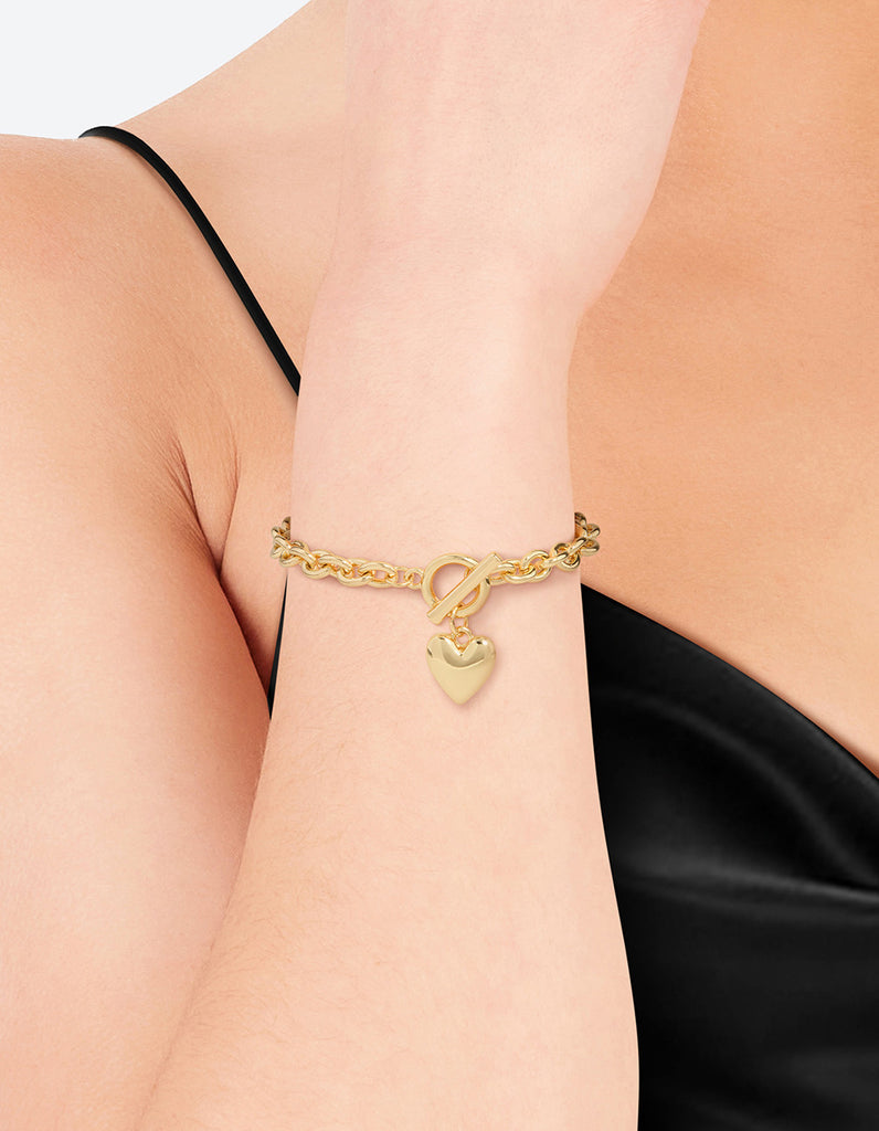 Gold Plated Heart FOB Bracelet