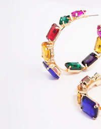 Gold Multi Stone Hoop Earrings - link has visual effect only