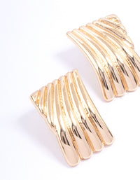 Gold Linear Square Stud Earrings - link has visual effect only