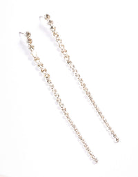 Silver Long Diamante Drop Earrings - link has visual effect only