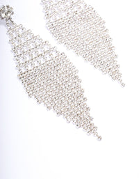 Silver Medium Diamante Cup Chain Drop Earrings - link has visual effect only