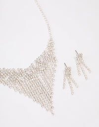 Silver Cup Chain Fringe Jewellery Set - link has visual effect only