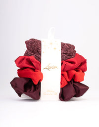 Red Christmas Hair Scrunchie Gift 4-Pack - link has visual effect only