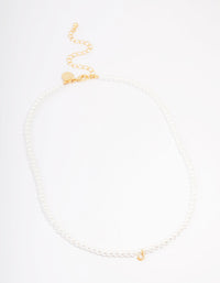 Gold Plated Letter J Initial & Pearl Pendant Necklace - link has visual effect only