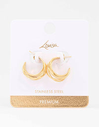 Waterproof Gold Plated Stainless Steel Organic Wire Hoop Earrings - link has visual effect only