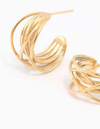 Waterproof Gold Plated Stainless Steel Organic Wire Hoop Earrings - link has visual effect only