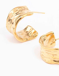 Waterproof Gold Plated Stainless Steel Ripple Molten Hoop Earrings - link has visual effect only