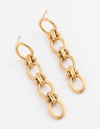 Gold Plated Stainless Steel Oval Ball Chain Drop Earrings - link has visual effect only