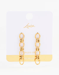 Gold Plated Stainless Steel Oval Ball Chain Drop Earrings - link has visual effect only