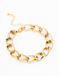 Gold Plated Stainless Steel Open Curb Chain Bracelet - link has visual effect only